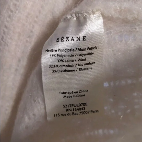 Sezane White V-Neck Sweater - Picture 2 of 6